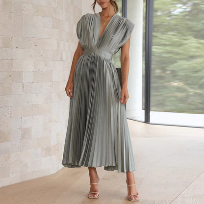 Calista | Ladies' Chic Ruffled V-Neck Mid Length Dress