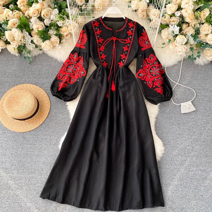 Floral Embroidered A-Line Dress for Women