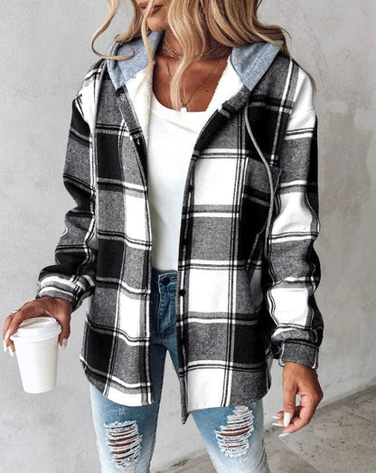 Warm Women's Plaid Hoodie Winter Coat