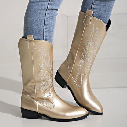 Fashionable Purple Pointed Toe Cowboy Boots for Women
