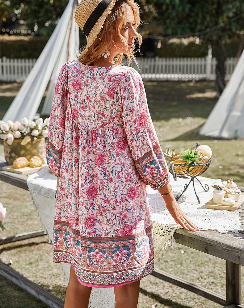 Image of Destiny | Women's V-Neck Mini Floral Dress
