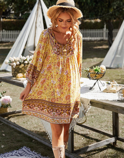 Image of Destiny | Women's V-Neck Mini Floral Dress