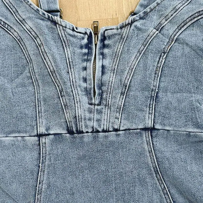 Women's Chic Blue Jeans Midi Dress