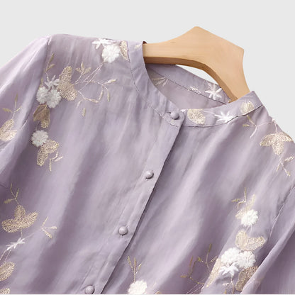 Elegant Flower Patterned Party Top