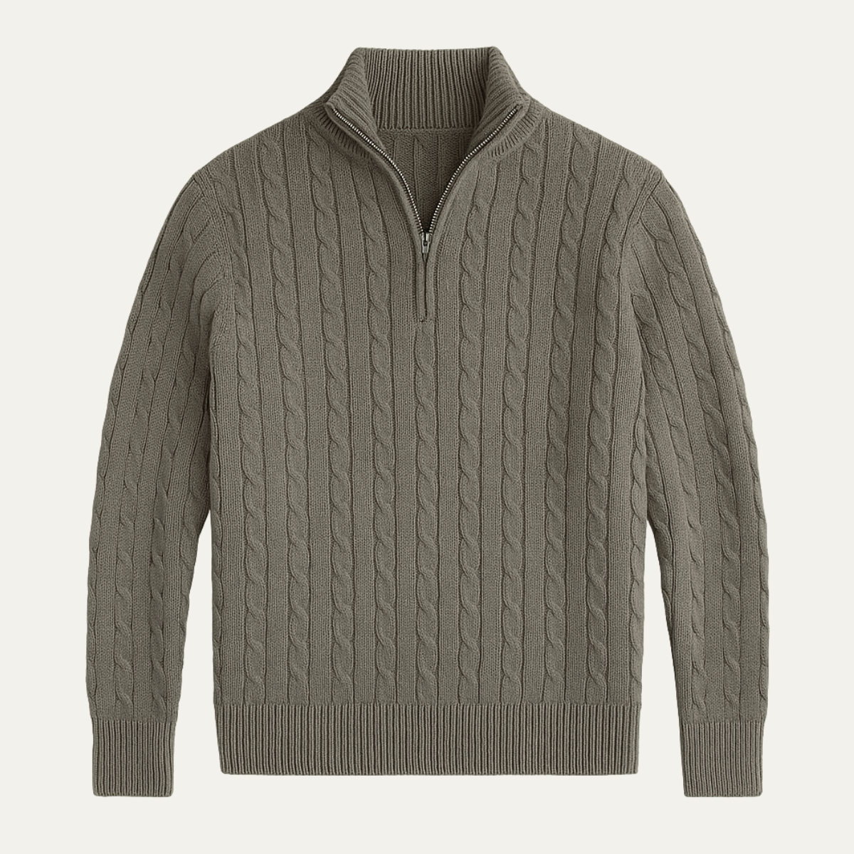 Traditional Men's Cable Knit Half Zip Jumper Sweater - Nocini