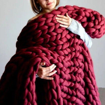 DIY Chunky XL Wool Yarn for Super Soft Blanket - CosyWeave-Bordeaux red-Nora Luxe