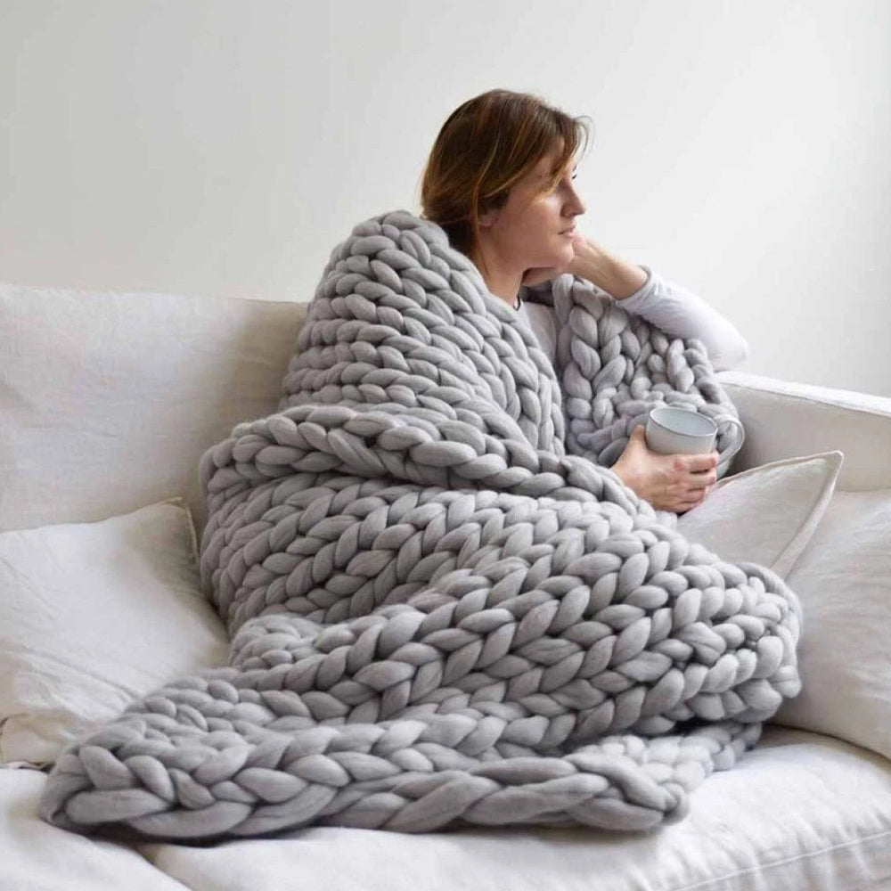 DIY Chunky XL Wool Yarn for Super Soft Blanket - CosyWeave-Light grey-Nora Luxe