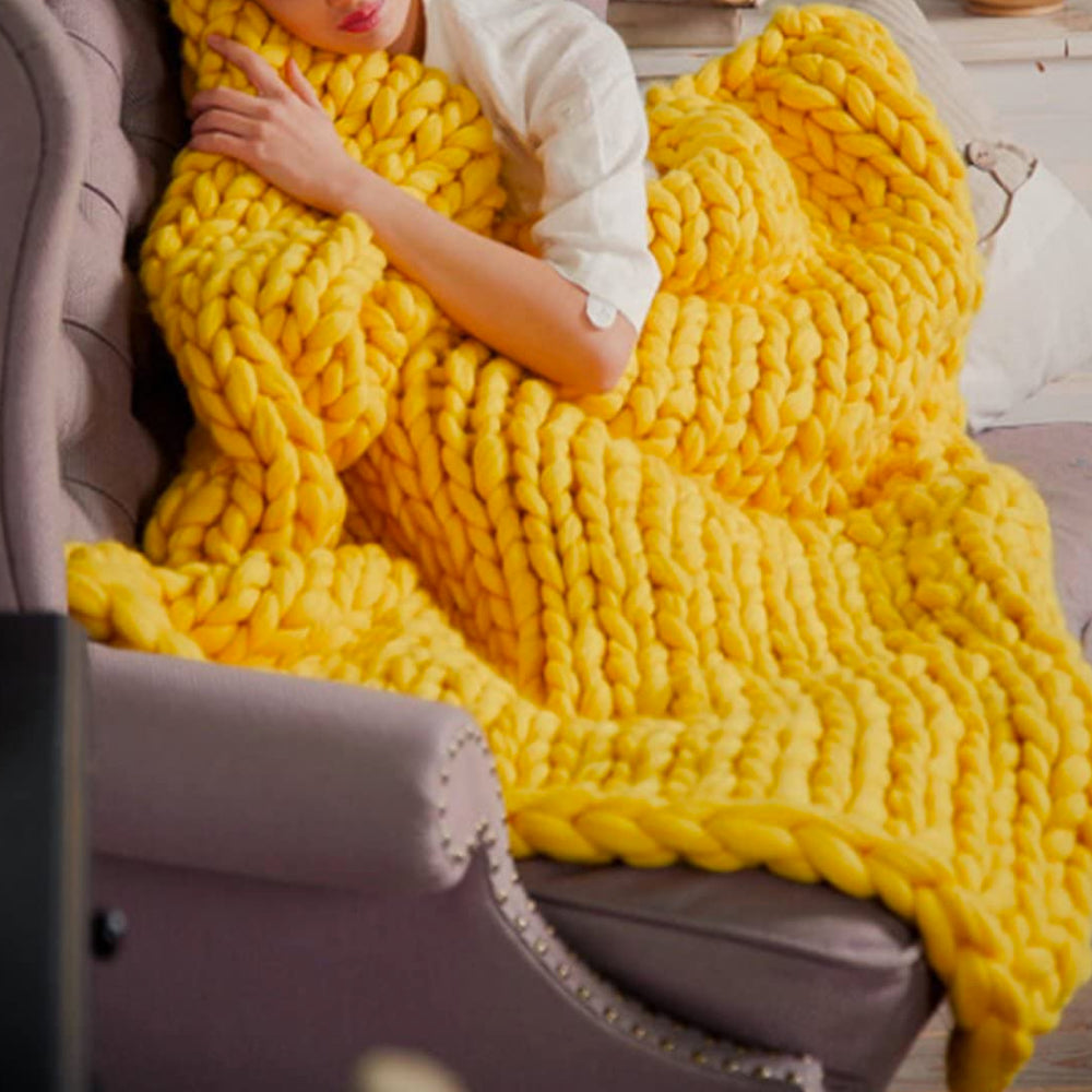 DIY Chunky XL Wool Yarn for Super Soft Blanket - CosyWeave-Yellow-Nora Luxe