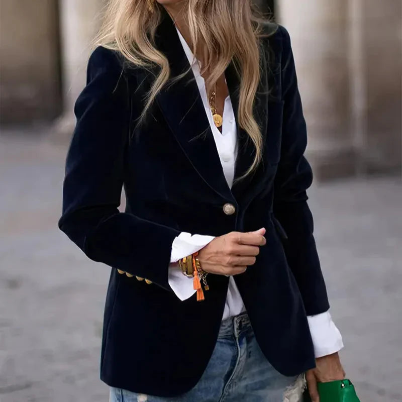 Slim Fit Ladies One Button Blazer - Olytrend
