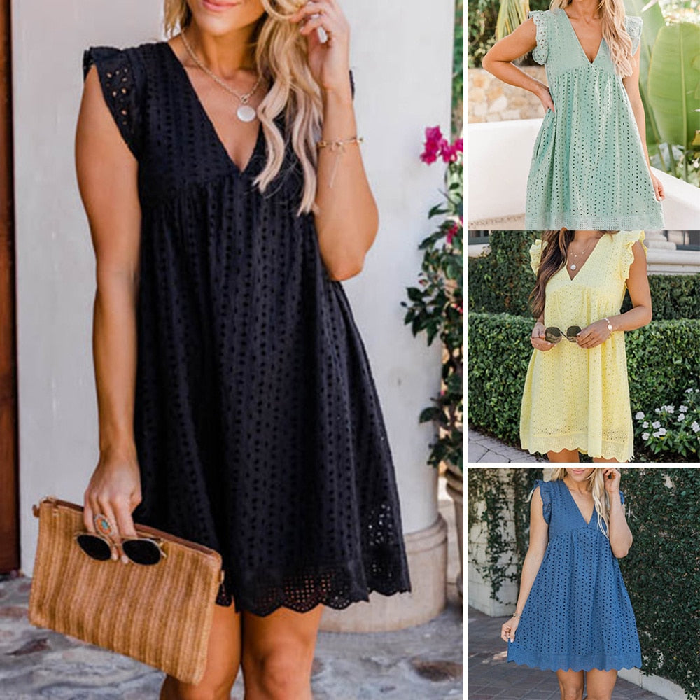 Image of Doris | Women's Sleeveless A-Line Mini Dress