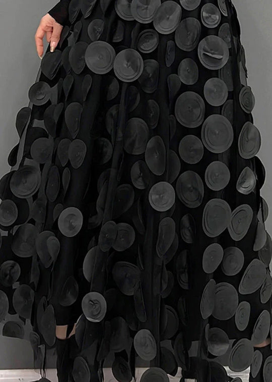 Dotted Print Flared Skirt – Maëlle-Black-The Livary
