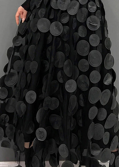 Dotted Print Flared Skirt – Maëlle-Black-The Livary