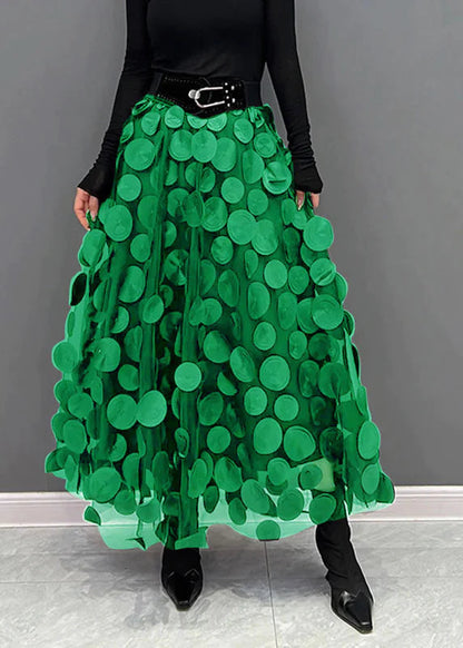 Dotted Print Flared Skirt – Maëlle-Light green-The Livary