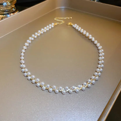 Double Crystals and Pearls Necklace - Amira-Pearls-Nora Luxe