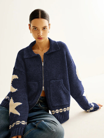 Cozy Dual Zip Pocket Cardigan Sweater