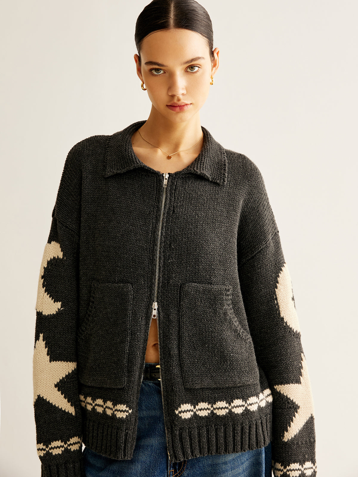 Cozy Dual Zip Pocket Cardigan Sweater
