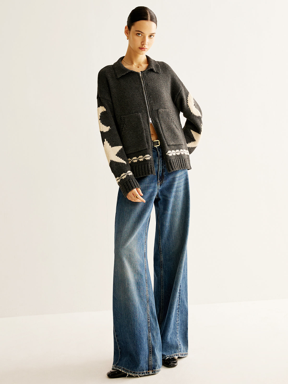 Cozy Dual Zip Pocket Cardigan Sweater