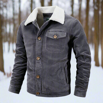 Rugged Corduroy Coat for Men - Warm and Fleece Lined