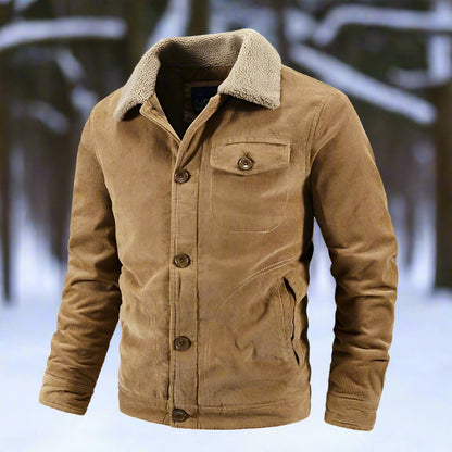 Rugged Corduroy Coat for Men - Warm and Fleece Lined