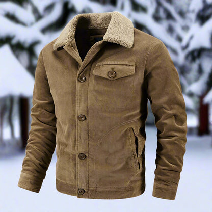 Rugged Corduroy Coat for Men - Warm and Fleece Lined