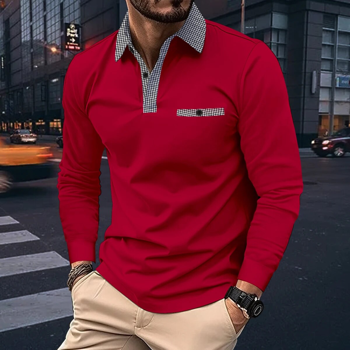Men's Slim Fit Polo Shirt Classic Checked Style - Nocini