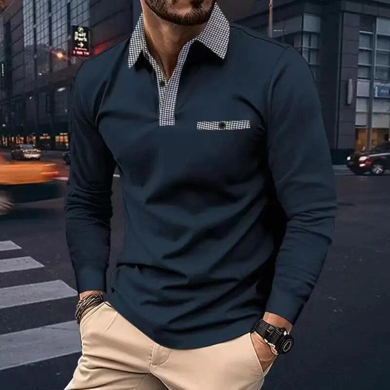 Men's Slim Fit Polo Shirt Classic Checked Style
