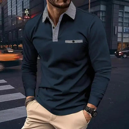 Men's Slim Fit Polo Shirt Classic Checked Style