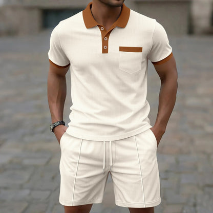 Classic Cotton Polo Shorts Set for Men