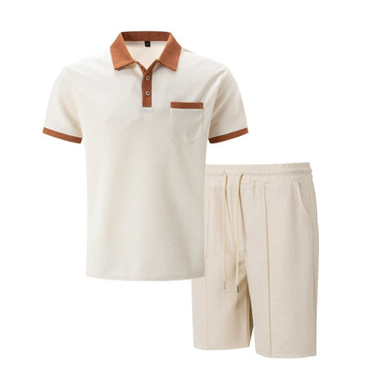 Classic Cotton Polo Shorts Set for Men