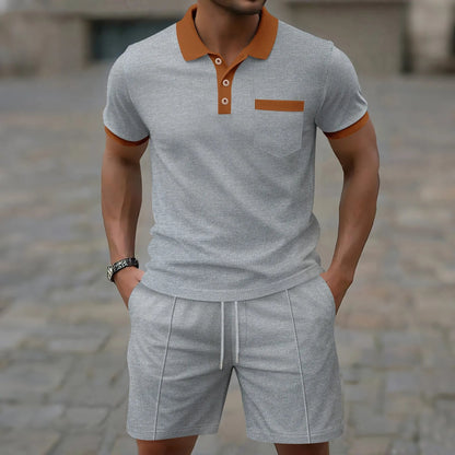 Classic Cotton Polo Shorts Set for Men