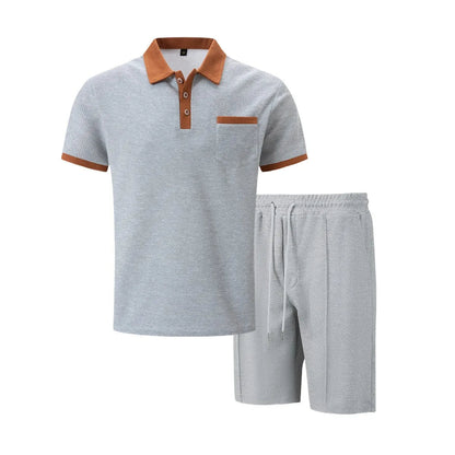 Classic Cotton Polo Shorts Set for Men