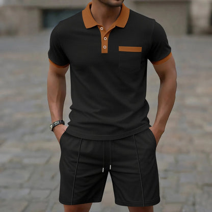 Classic Cotton Polo Shorts Set for Men