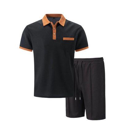 Classic Cotton Polo Shorts Set for Men