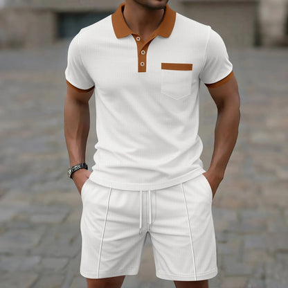 Classic Cotton Polo Shorts Set for Men