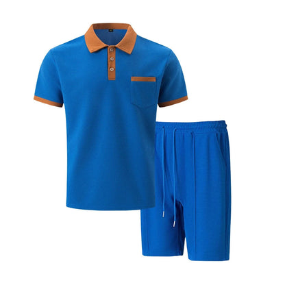 Classic Cotton Polo Shorts Set for Men