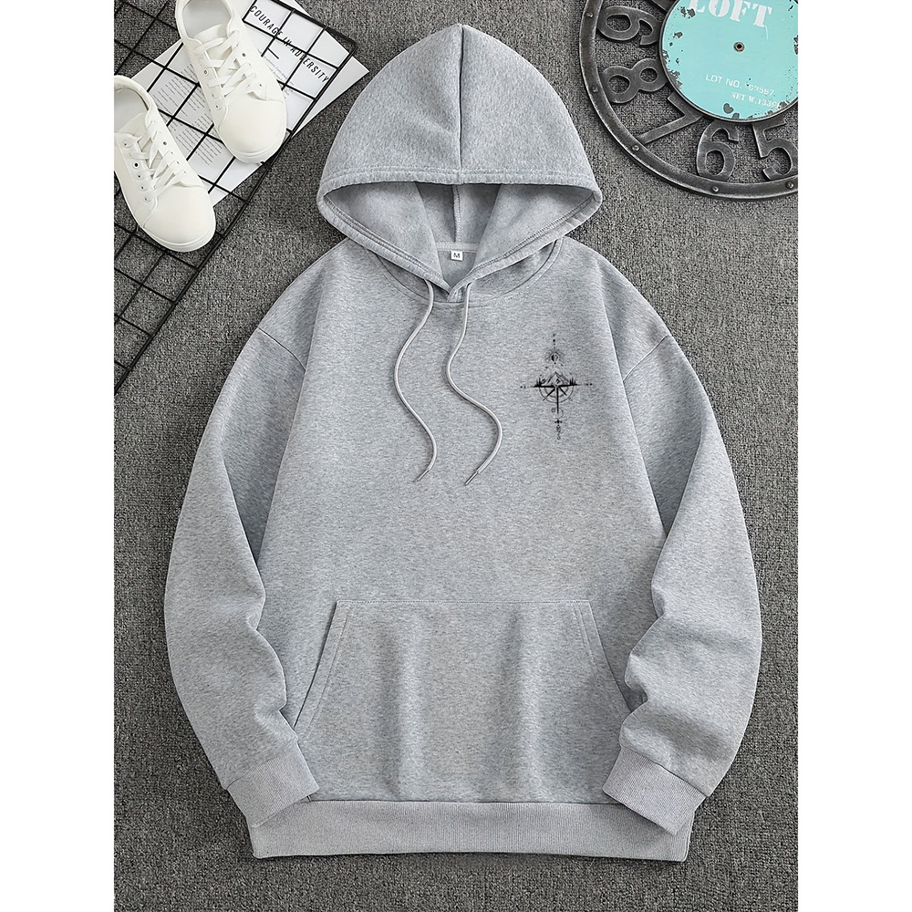 Classic Fit Men's Hoodie with Soft Compass Graphic