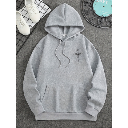 Classic Fit Men's Hoodie with Soft Compass Graphic