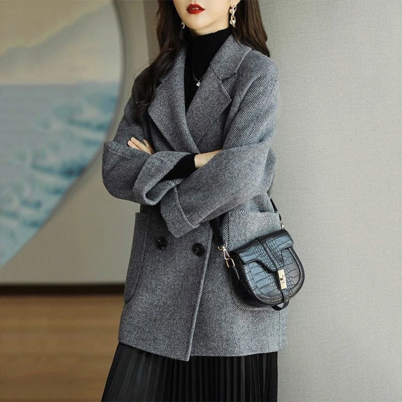 Classic Double Breasted Wool Pea Coat - Nocini