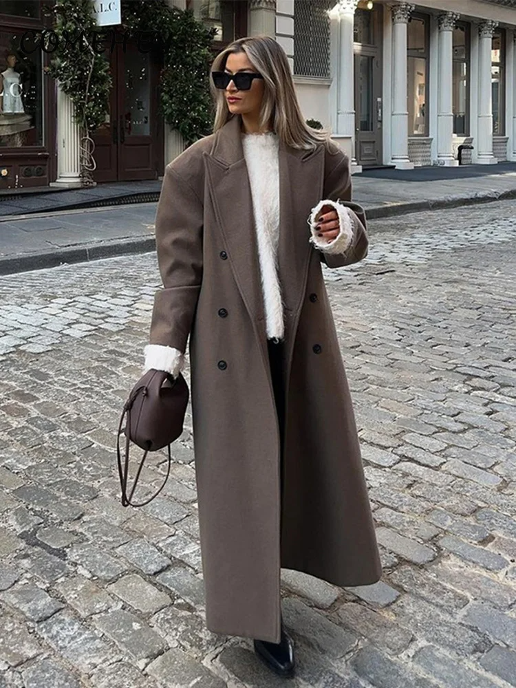 Classic Oversized Wool Trench Coat for Women
