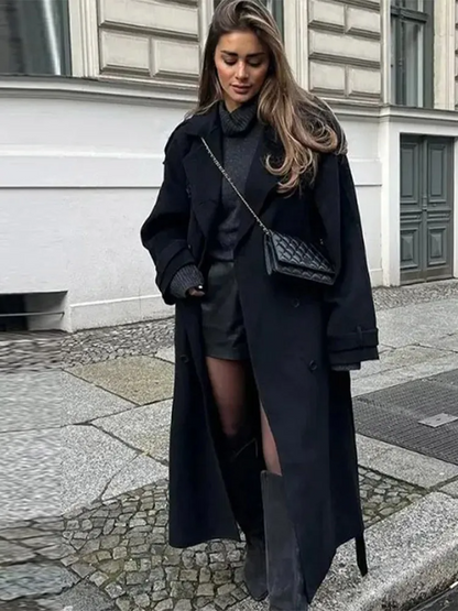 Classic Oversized Wool Trench Coat for Women - Nocini