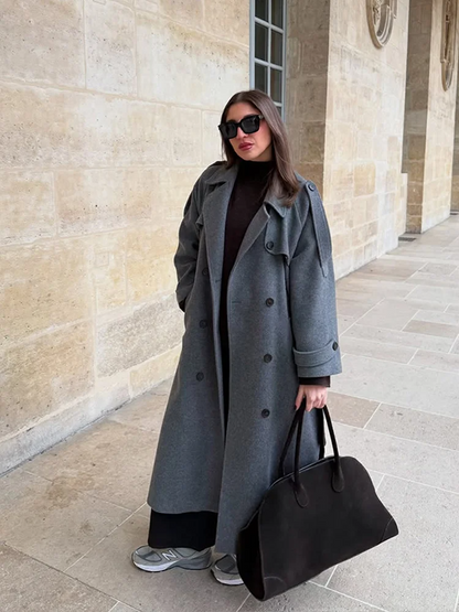 Classic Oversized Wool Trench Coat for Women