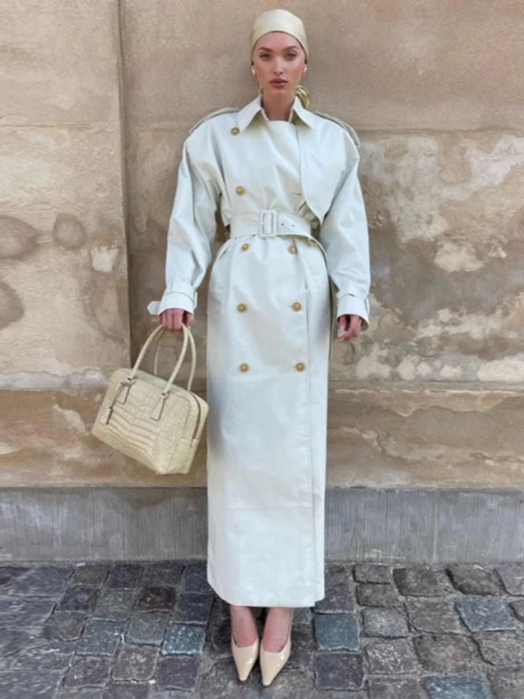 Casual Double Breasted Long Women's Coat - Nocini