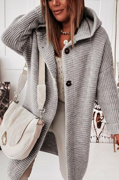 Women's Long Knit Hoodie Cardigan Coat