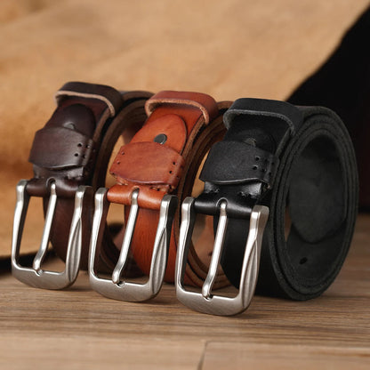 Genuine Leather Belt - Premium Quality Cowboy Style