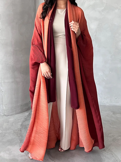 Large Women's Pleated Trench Coat with Shawl Collar - Nocini