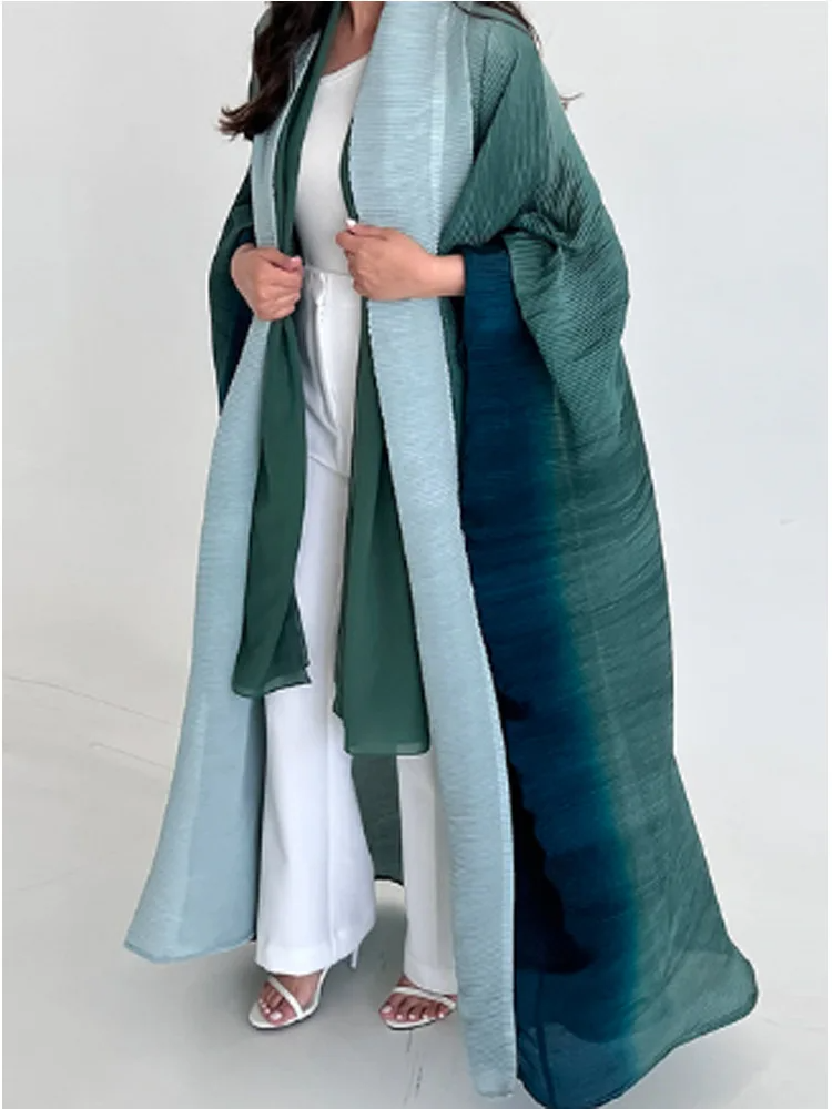 Large Women's Pleated Trench Coat with Shawl Collar