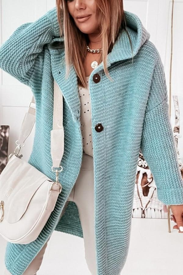 Women's Long Knit Hoodie Cardigan Coat - Nocini