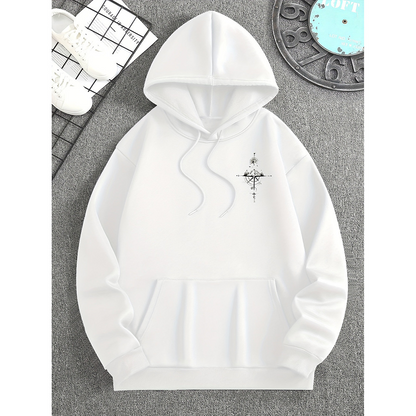 Classic Fit Men's Hoodie with Soft Compass Graphic
