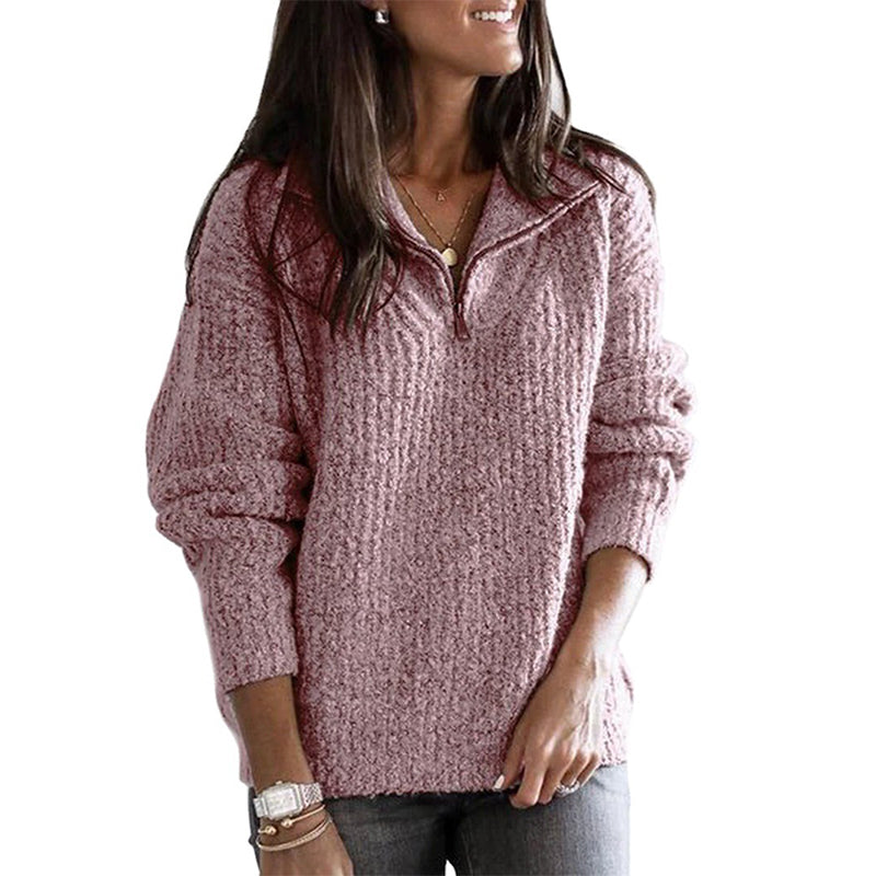 Comfy Women's Zip Up Knit Jumper