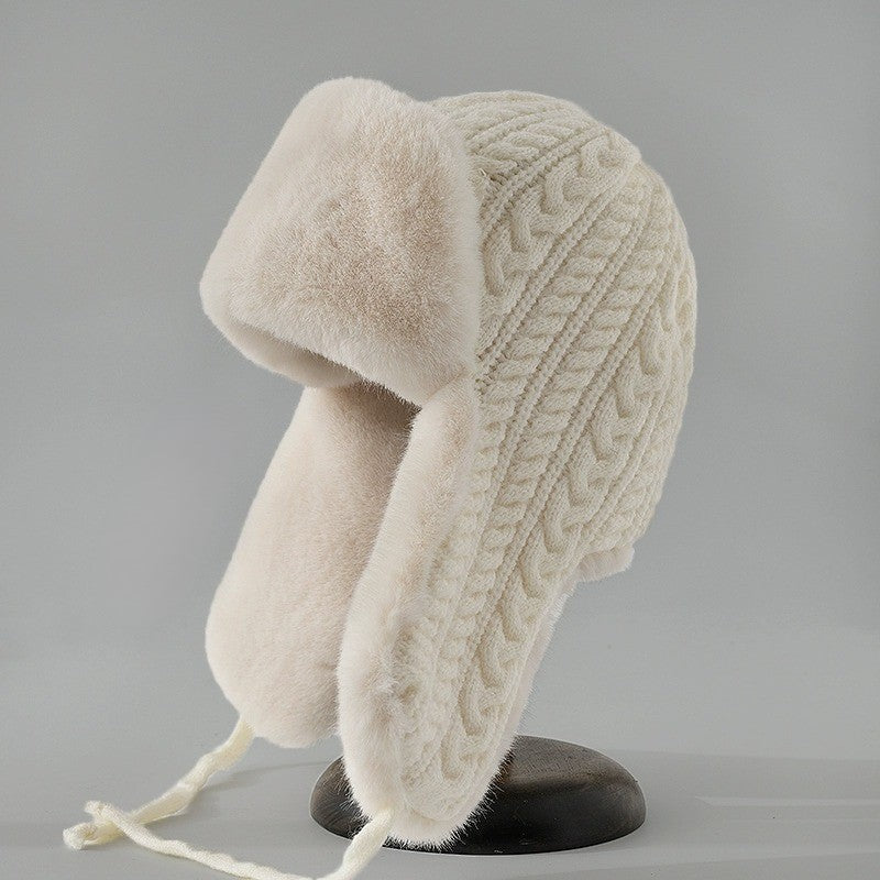 Warm Cable Knit Fur Lined Winter Hat - Nocini